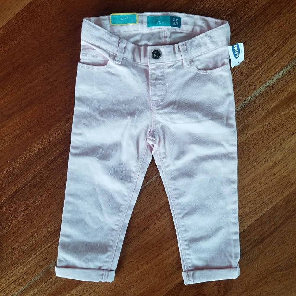 little girls boyfriend style light pink jeans